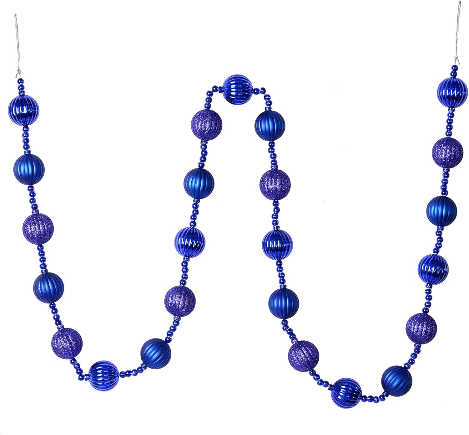 Vickerman 6' Cobalt Blue Stripe Ball Ornament Christmas Garland
