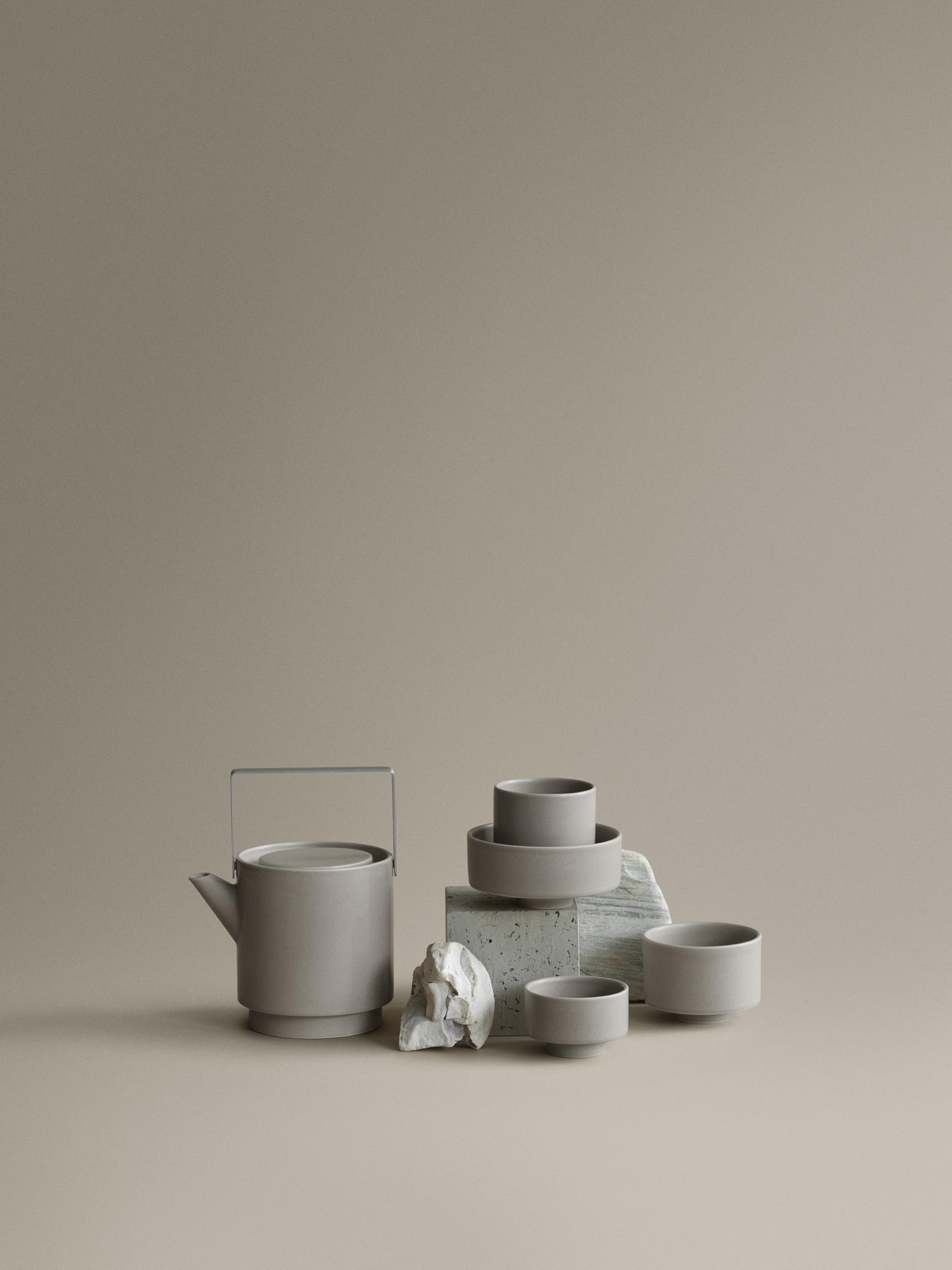 blomus Teekanne -MAKOTO- | Teekrug aus Keramik | Farbe Elephant Skin | Teeservice & Geschirr