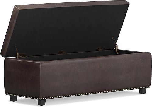 Miniatura 65 de Otomano rectangular de almacenamiento Simpli Home Hamilton, Marrón café Marrón café,Azul aguamarina,Cloud gris,Marrón desteñido,Marrón oscuro