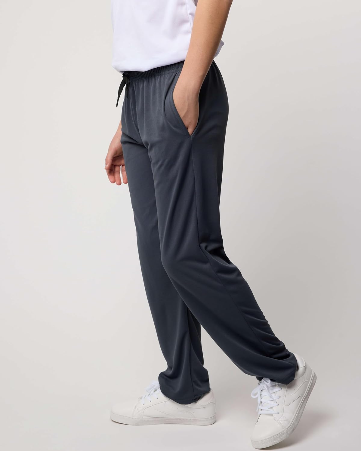 Real Essentials 3 Pack: Boys' Mesh Open Bottom Active Sweatpants with Pockets & Drawstring