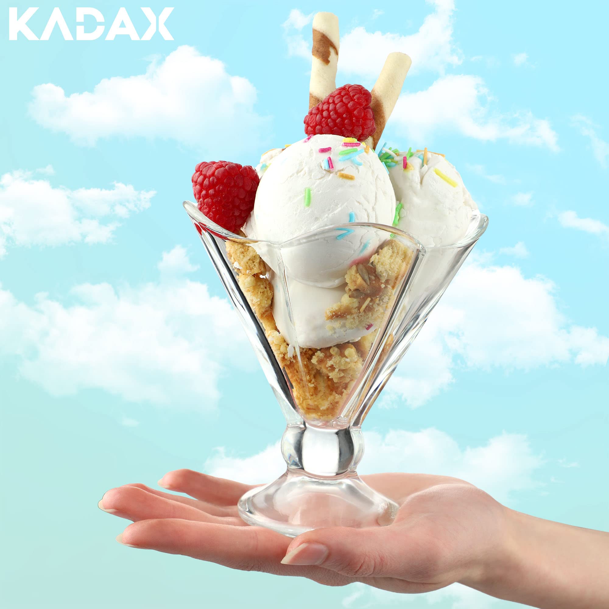 KADAX Copas de Cristal para Helado y Postre, Cuencos para Coctel de Marisco y Gambas, Juego de Vasos de Vidrio para Postres y Helados (6, 200 ml)