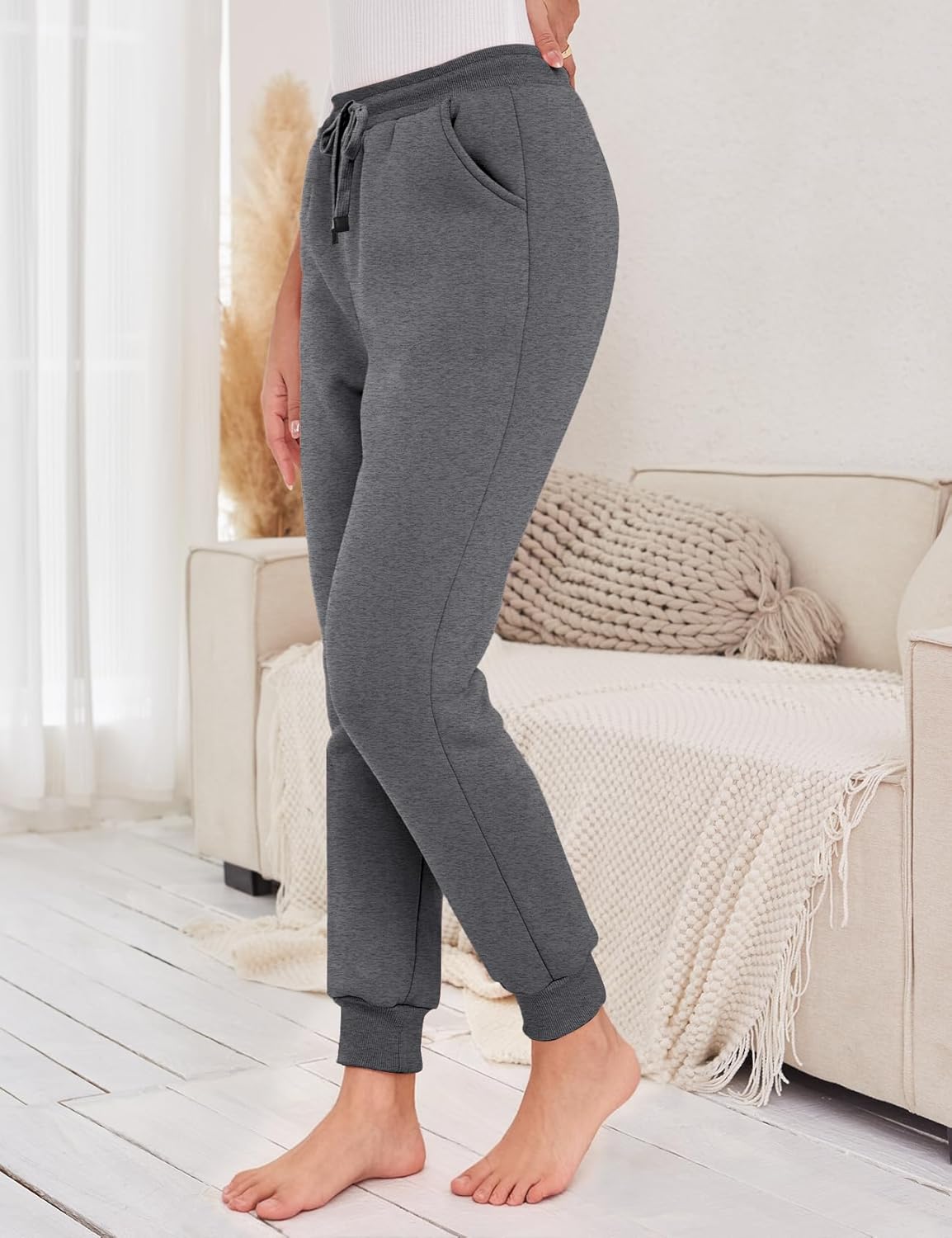 Flygo Womens Warm Fleece Pants Sherpa Lined Sweatpants Active Running Joggers Pants - Image 6