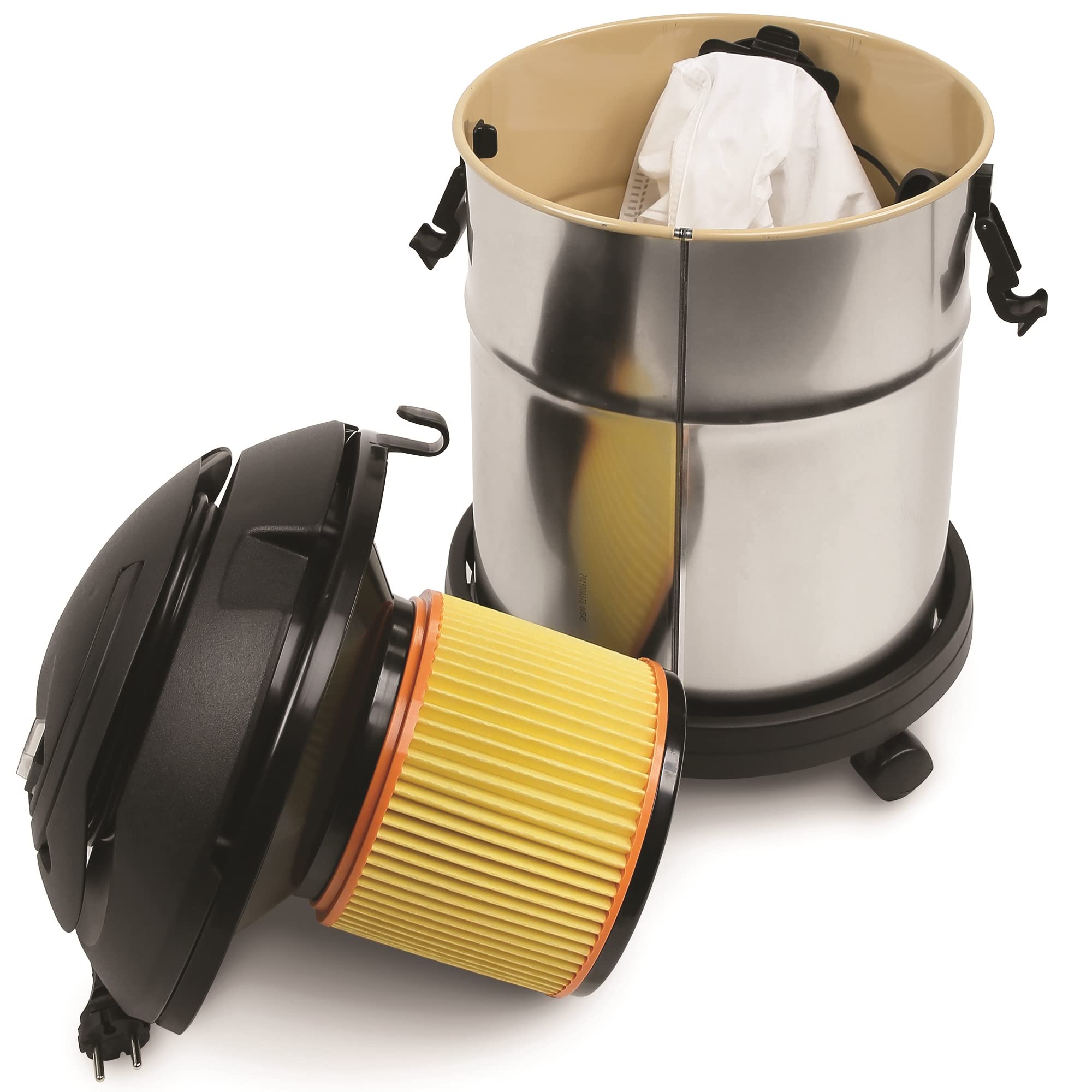 BETA 1870I Aspiradora de 20 litros para sólidos y líquidos, Acero Inoxidable, con Accesorios