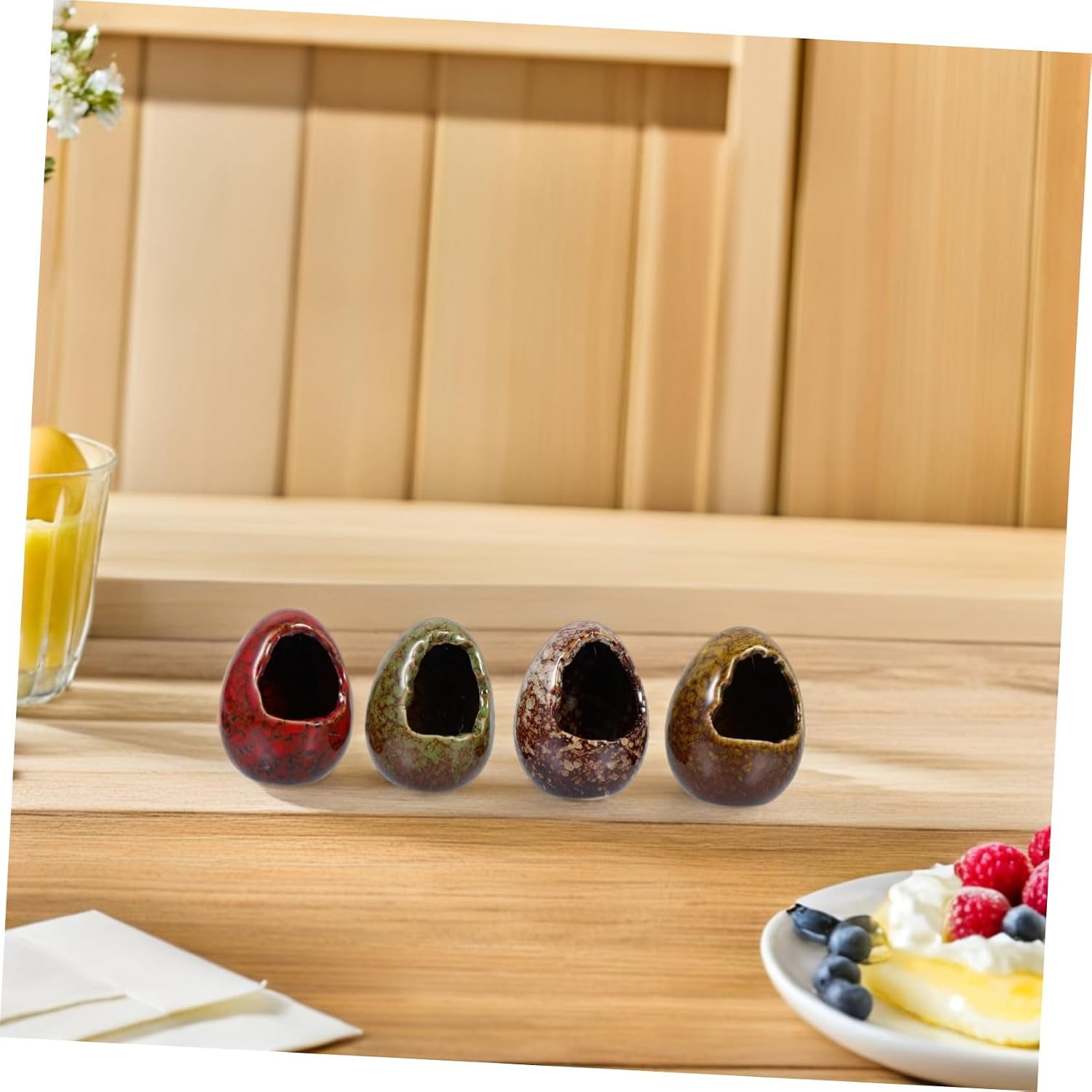 SOLUSTRE 4pcs Ceramic Dry Ice Decorative Jars for Japanese Sashimi Platters