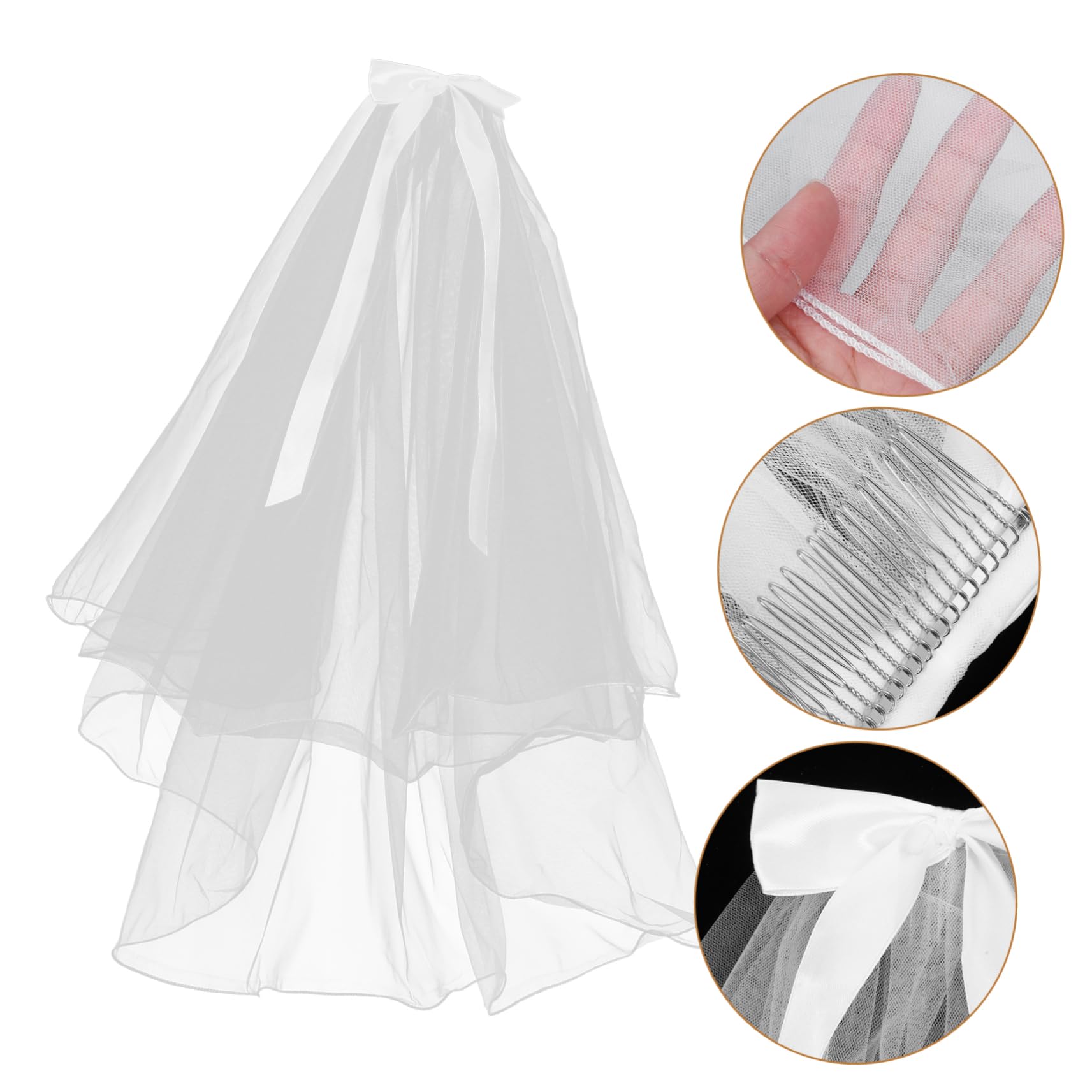 5stücke Hochzeits-brautschleier Mit Romantischem Doppel-bow-design Leicht Und Langlebig Für Braut-accessoires Und Besondere Anlässe