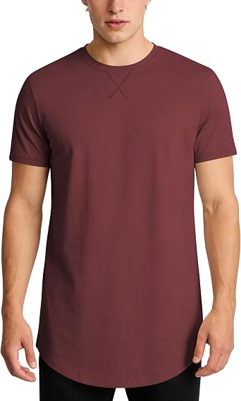 Idtswch Mens Tall T Shirts Lightweight Cotton Longline Short Sleeve T-Shirt Tee