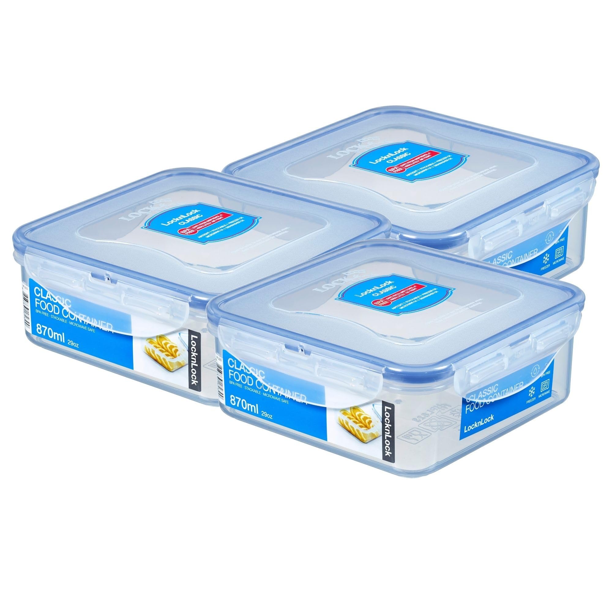 B&Q -  Square Classic Food Container 870Ml (29Oz) 155 X 155 X 60mmAirtight & Leakproof Bpa-Free Plastic Food Box - Image 3