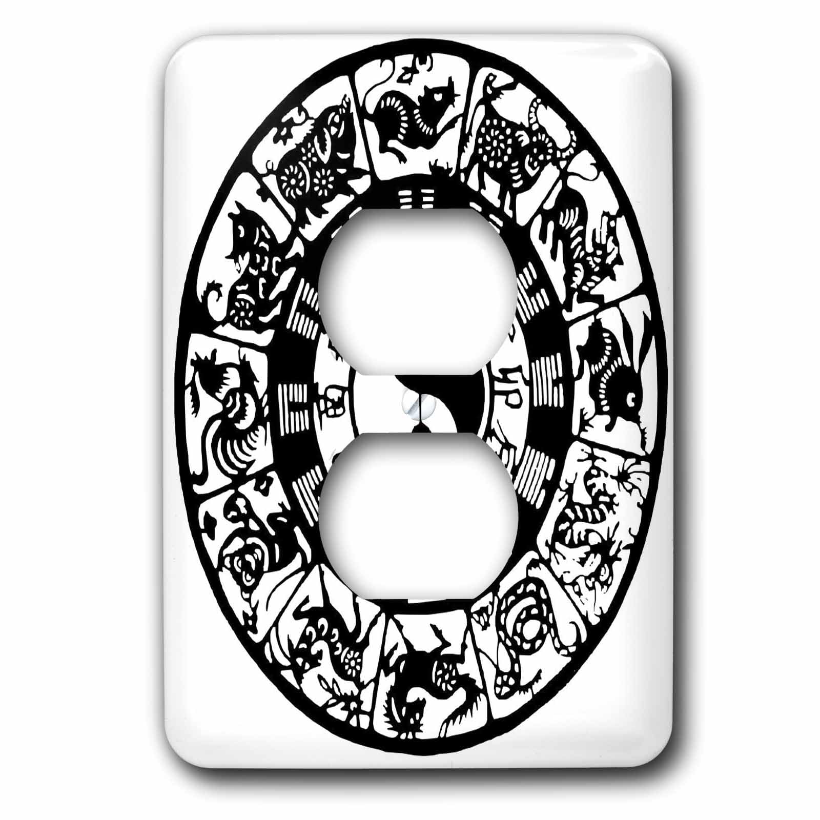 Cache-prise circulaire astrologique pour masquer les plaques murales usées