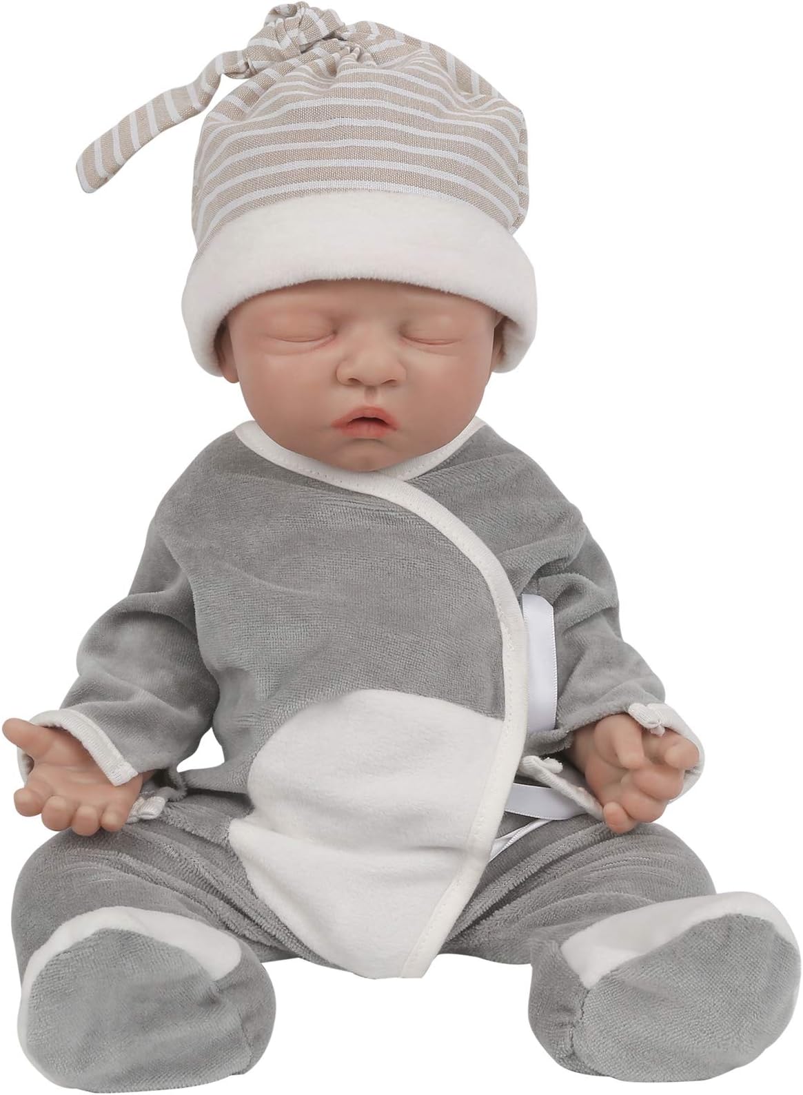 Vollence 18 inch Full Silicone Baby Doll That Look Real,Eyes Open Reborn Baby Doll,Real Baby Doll,Lifelike Baby Dolls - Boy