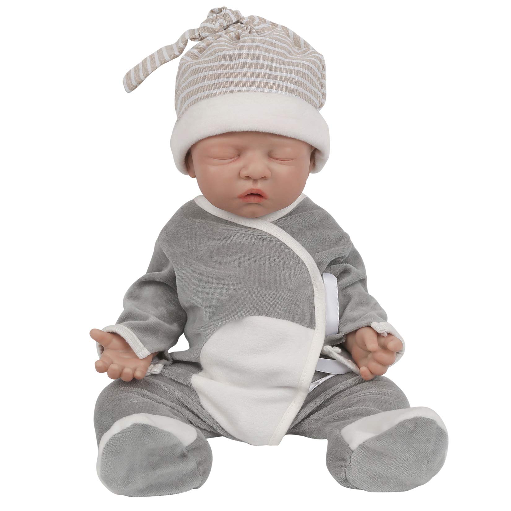 Vollence 18 inch Full Silicone Baby Doll That Look Real,Eyes Open Reborn Baby Doll,Real Baby Doll,Lifelike Baby Dolls - Boy