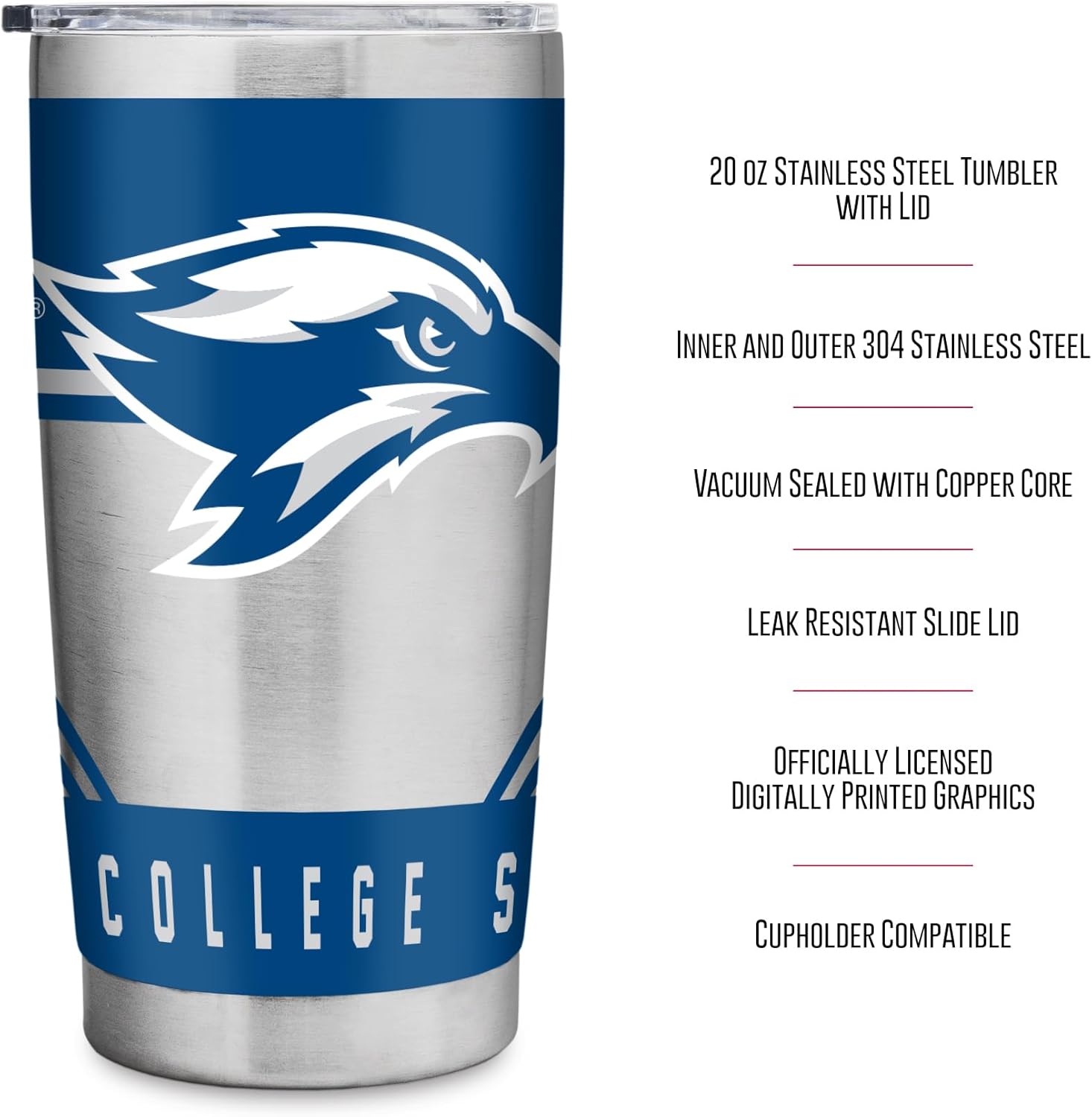 Rico Industries NCAA Evansville Purple Aces Standard 20oz Stainless Steel Tumbler with Lid - Great For Coffee, Tea, Water or Cocktails - Image 7