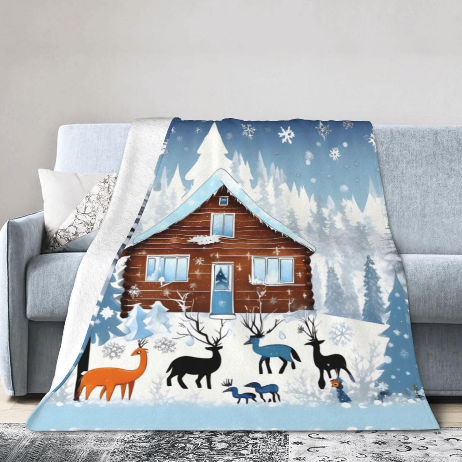 Couverture d'hiver en flanelle HYTTER 203x152 cm pour lit et canapé