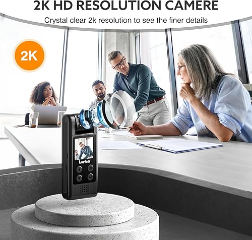Miniatura 2 de Losfom Z07 2K 64GB Body Worn Camera, 1440P HD Cámara corporal con lente giratoria, cámara montada en el cuerpo con visión nocturna, lente giratoria