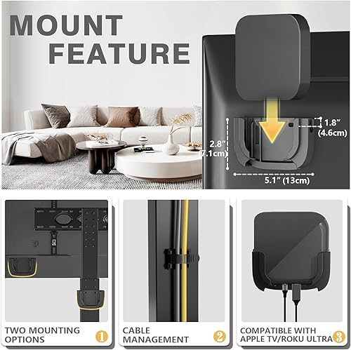 Miniatura 8 de TAVR - Base universal para TV de piso para televisores de 32 a 70 pulgadas de hasta 110 libras con soporte giratorio de altura ajustable, base de