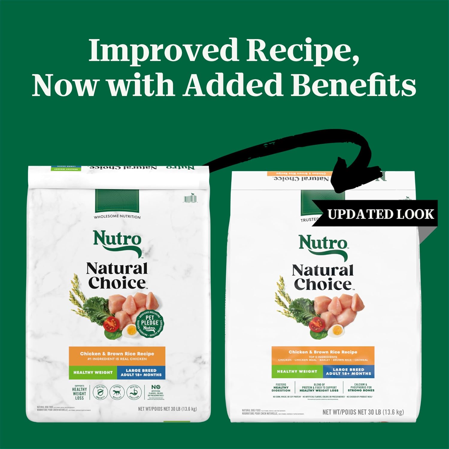 Nutro Natural Choice Large Breed Healthy Weight Dog Food, Chicken & Brown Rice Recipe, 30 lb. Bag