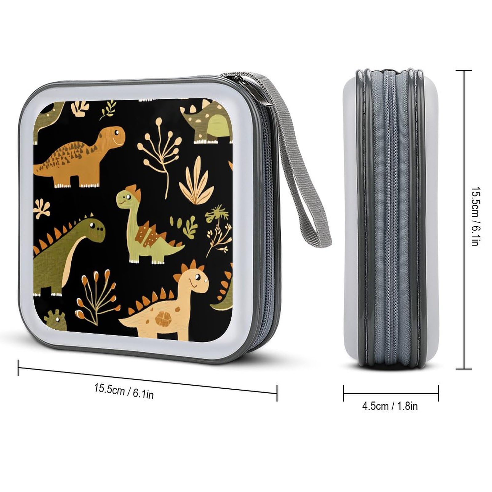 Dinosaurs Pattern Portable CD Case 40 Capacity DVD Storage Box Disc Collection Organizer Bag for Car Home Travel