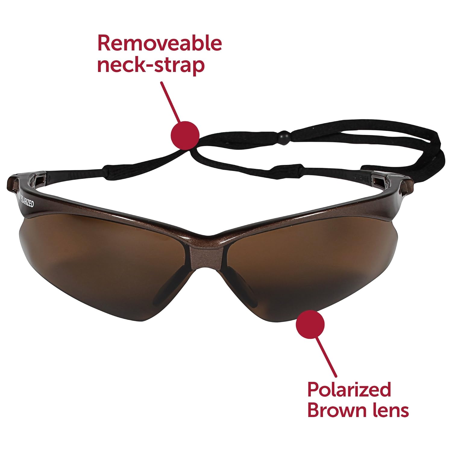 KLEENGUARD V30 Nemesis Polarized Safety Glasses (28637), Polarized Brown Lenses, Brown Frame