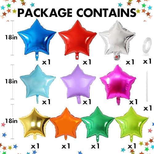 Miniatura 2 de FEYG Globos de papel de aluminio, 10 unidades, 18 pulgadas, coloridos, para helio, decoraciones de fiesta, cumpleaños, boda, graduación, amplias