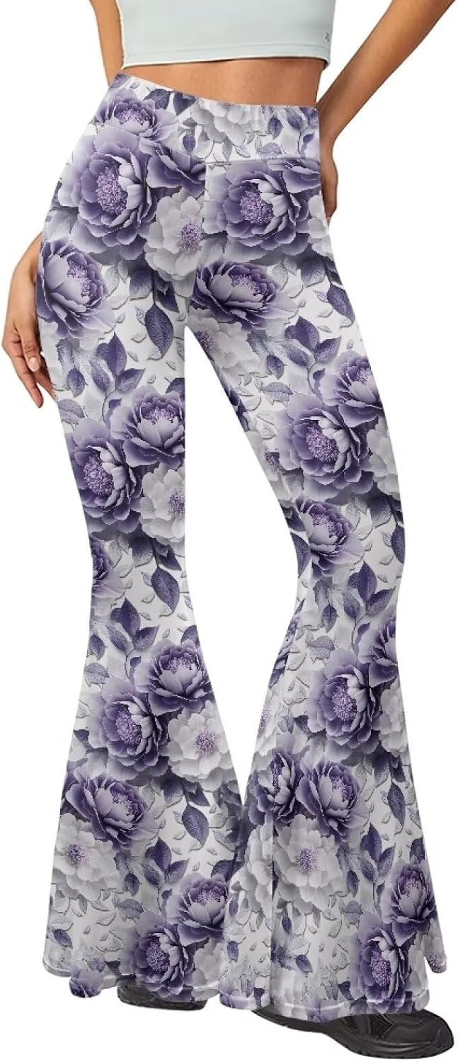 Amzbeauty High Waist Yoga Flare Pants Soft Breathable Bell Bottom Pants for Woman