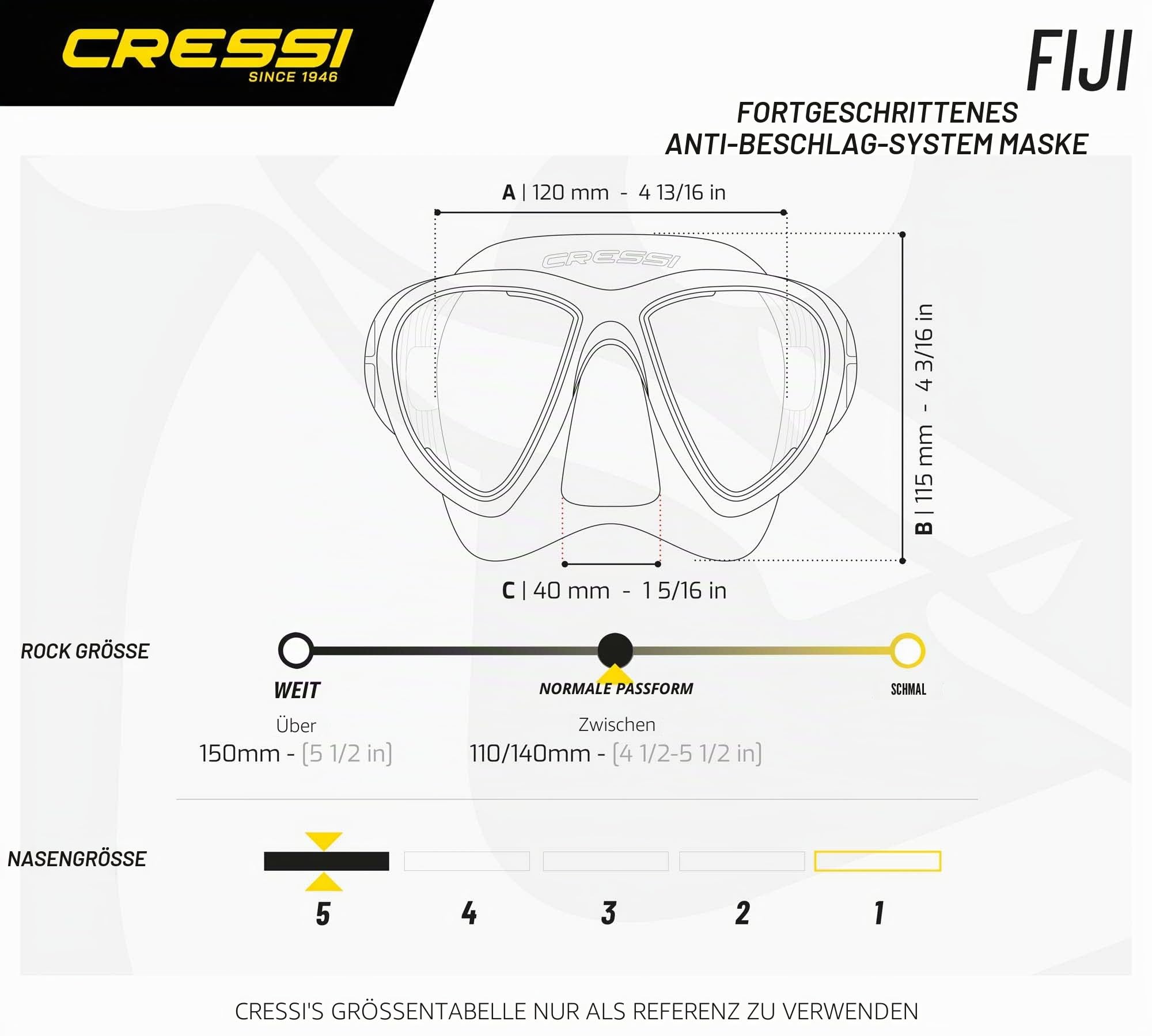 Cressi Fiji - Maske oder Combo Set Maske Fiji + Schnorchel Gamma Tauchen und Schnorcheln, Einheitsgröße, Unisex Erwachsene
