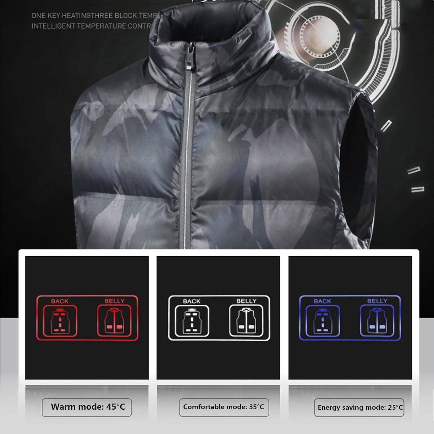 Gilet riscaldato Unisex da Uomo, Trapuntato, Abbigliamento da Esterno riscaldato, Gilet Elettrico da Caccia Invernale Senza Batteria(XXL)