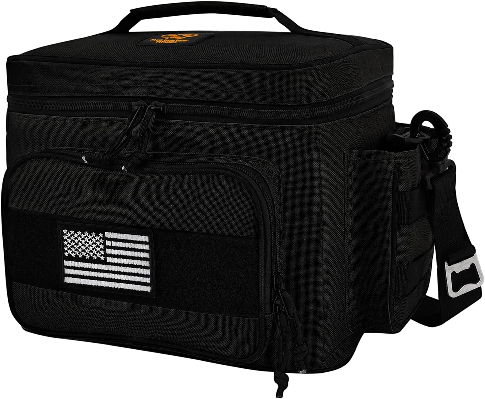 Lunch Box for Men, Tactical Lunch Bag with Ice Pack,MOLLE Webbing Insulated Lunch Cooler Women Adult,Reusable Lunch Tote with Adjustable Shoulder Strap for Work Fishing Camping Picnic,Black