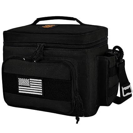 Tactical Lunch Bag,519 Fitness Insulated Lunch Box for Men Adult, Up to 16 Hours Insulation, Leakproof Meal Prep Bag for Work Picnic Travel School (Black)