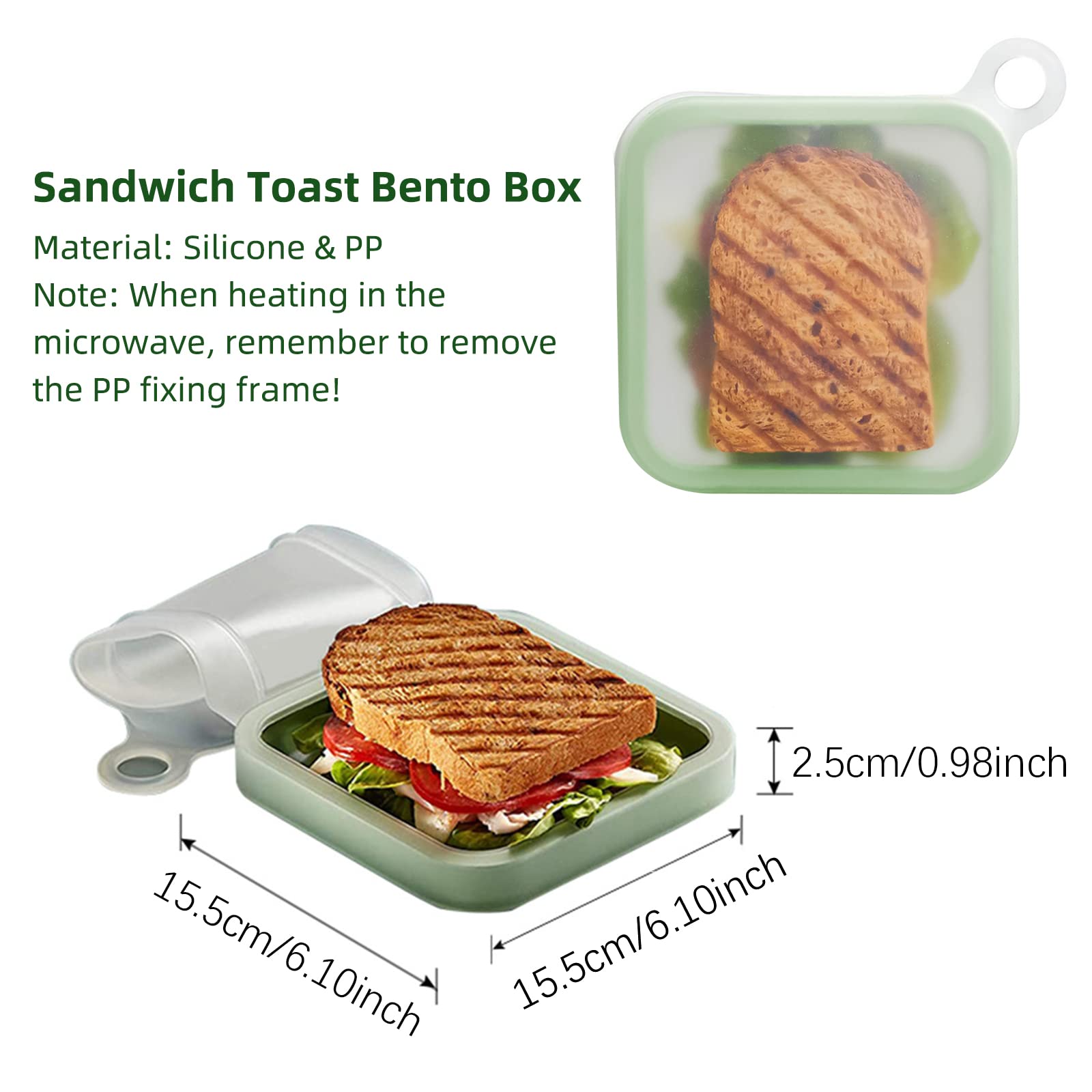 2 Boîtes à Sandwich En Silicone Réutilisables - Transparentes Pour Pique-nique, Bureau Ou école