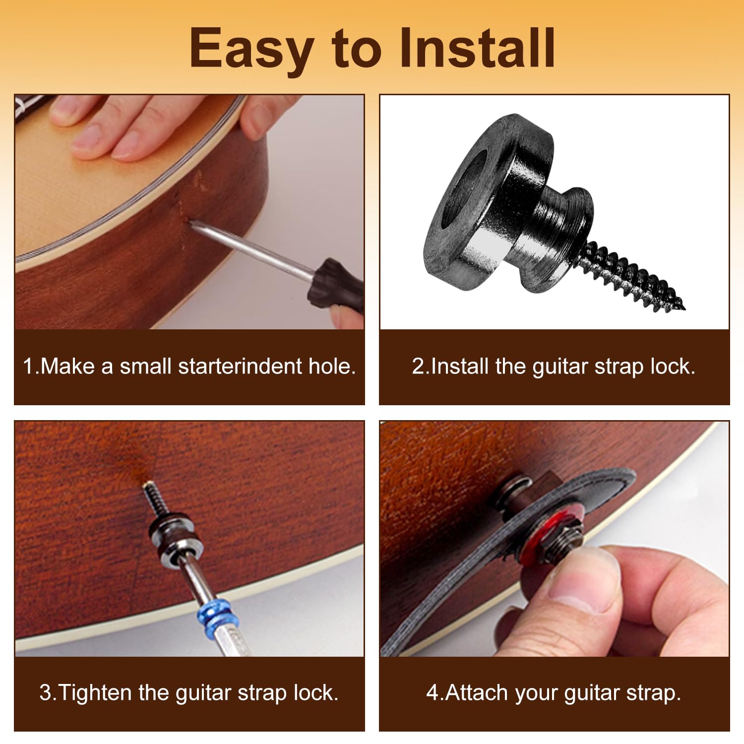 12Pcs Guitar Strap Locks Guitar Strap Button Lock Pins Metal End Pins with Mounting Screws Anti Slipping Guitar Strap Lock Parts Accessories Music Parts for Guitar Bass Ukulele - Image 4