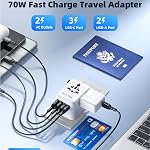 7 en 1 Adaptateur de prise de voyage internationale mondiale - Puissant GaN Technologie 70W avec 3X USB-C et 2 USB-A Ports Cruise Approuvé, Adaptateur de Voyage Universel 100V-250V A/C, EU US UK AUS Asie