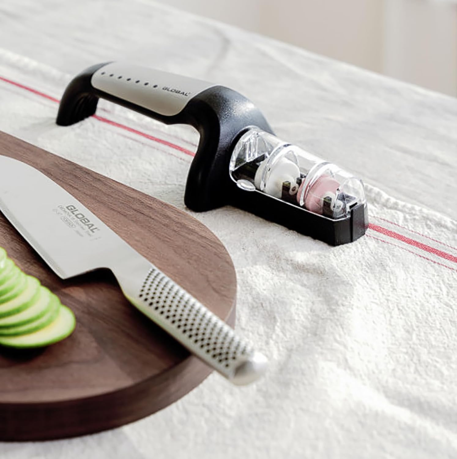 Global 2-Stage Handheld Knife Sharpener, Stainless Steel