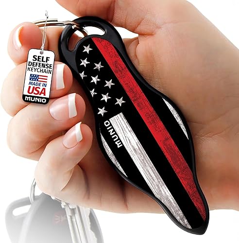 Miniatura 15 de MUNIO Llavero Kubotan de defensa personal, de diseñador, con libro electrónico Patriota Urbano,Bandera de Betsy Ross,Gadsden Flag,rosado, (Molon