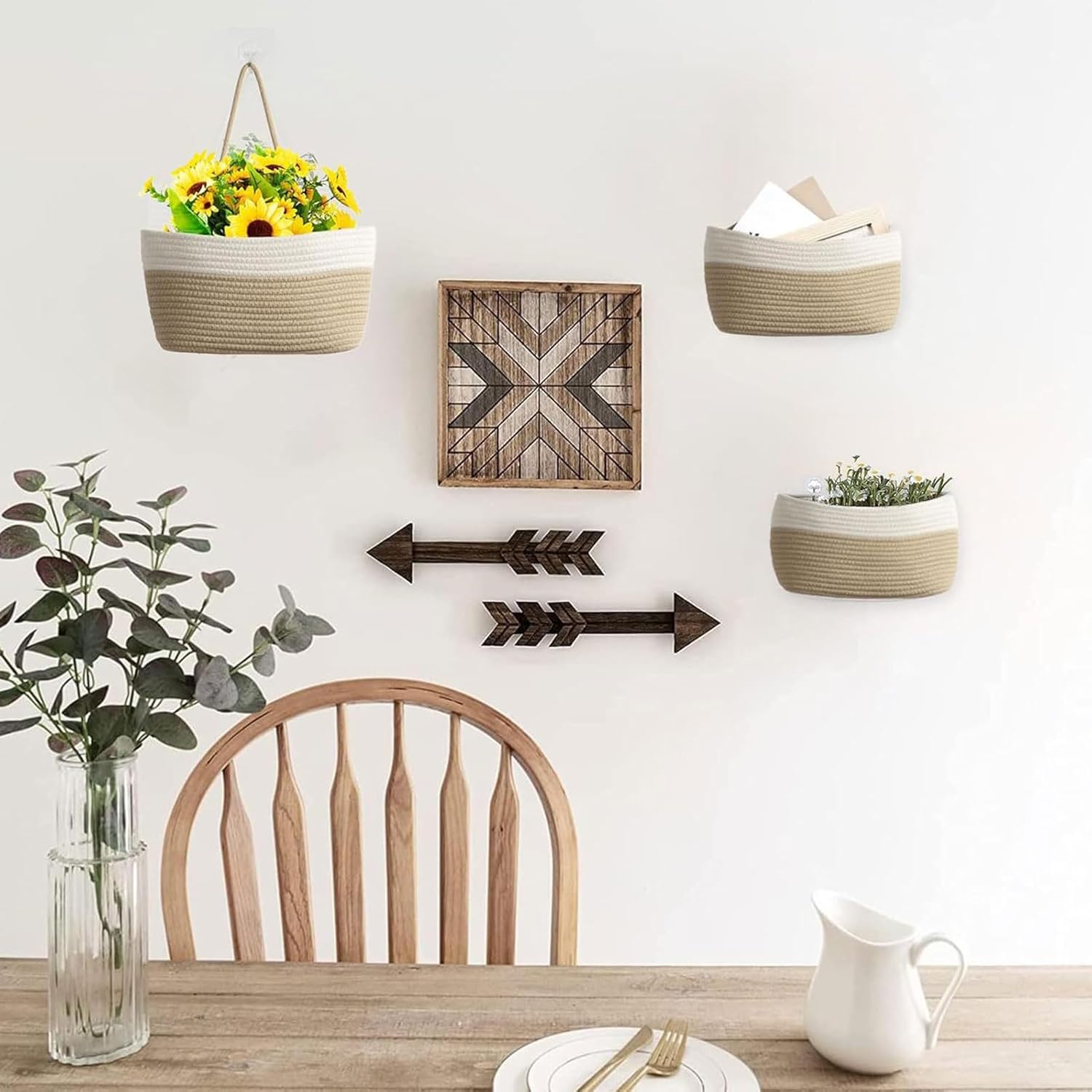 Wall Mounted Hanging Basket Cotton Storage Baskets Handwoven Fruit Vegetable Kitchen Organization Tool