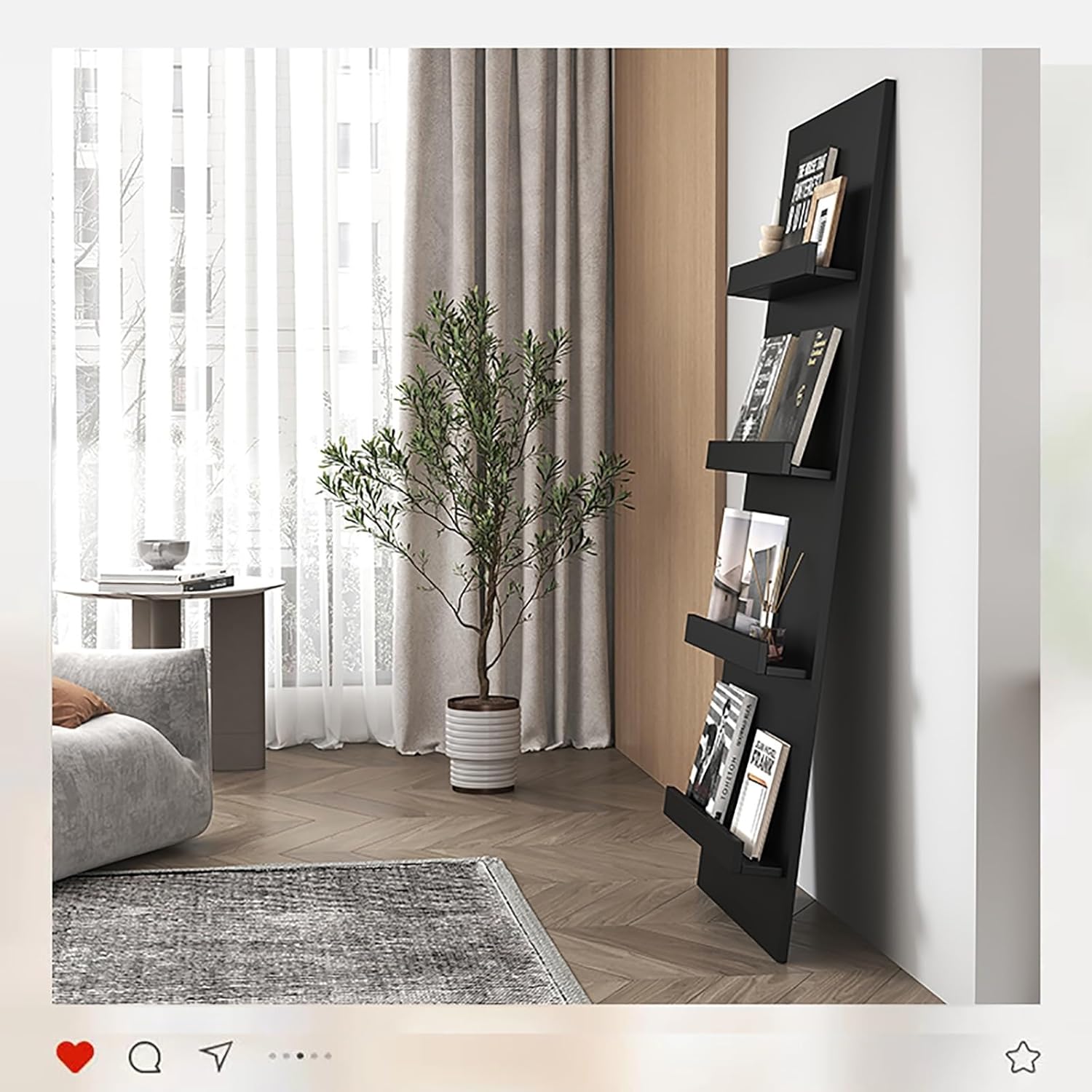 3-Tier Ladder Bookshelf, Vinyl Record Organizer, Vertical Magazine Rack, Floor-Standing Storage for Bedroom, Living Room, Classroom - White, 39.3in/100cm
