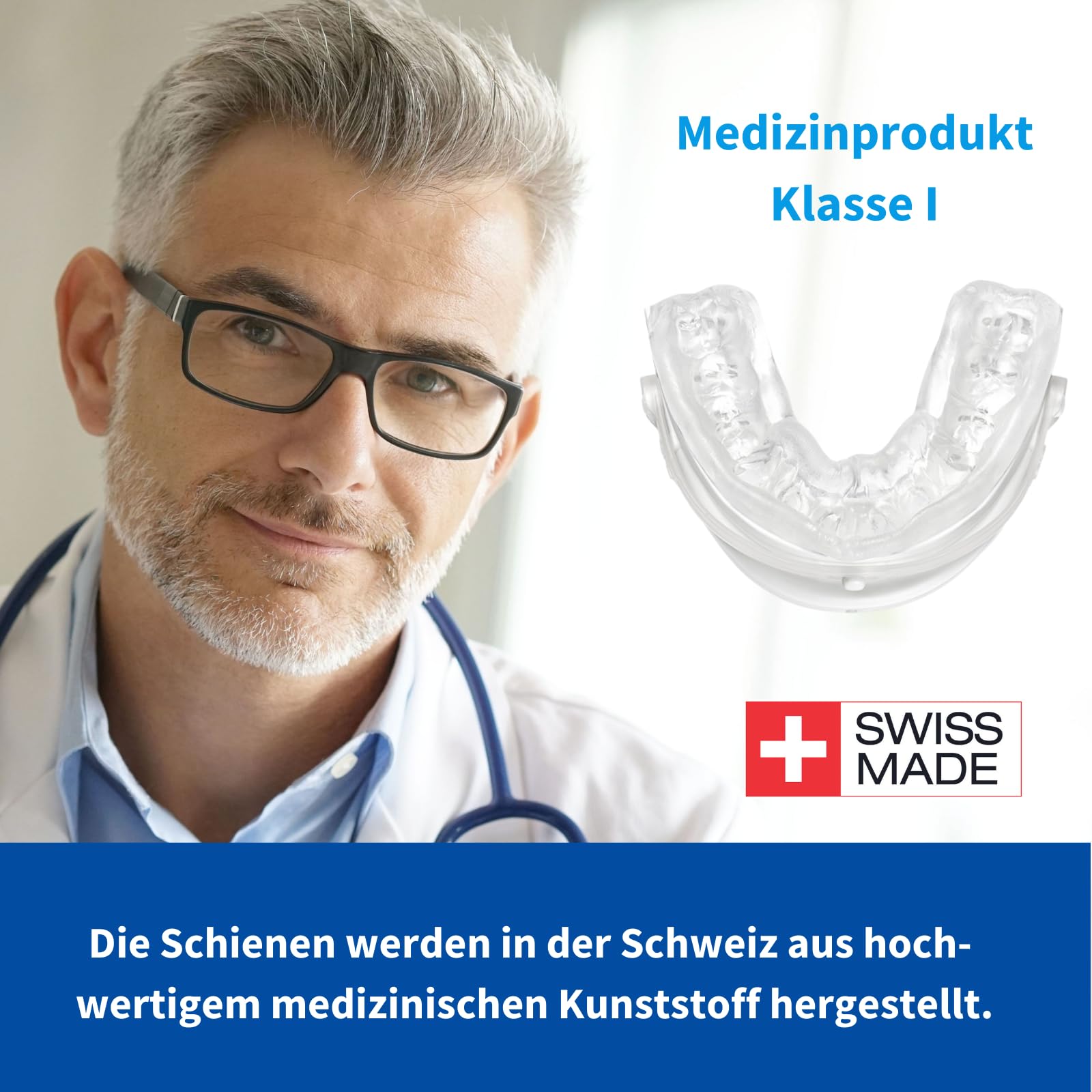 High-End Schnarchschiene SomnoFit-S – Protrusionsschiene gegen Schnarchen und Schlafapnoe – Spitzenqualität aus der Schweiz – Tschüss Sofa: Gemeinsam schlafen, energiegeladen in Alltag starten