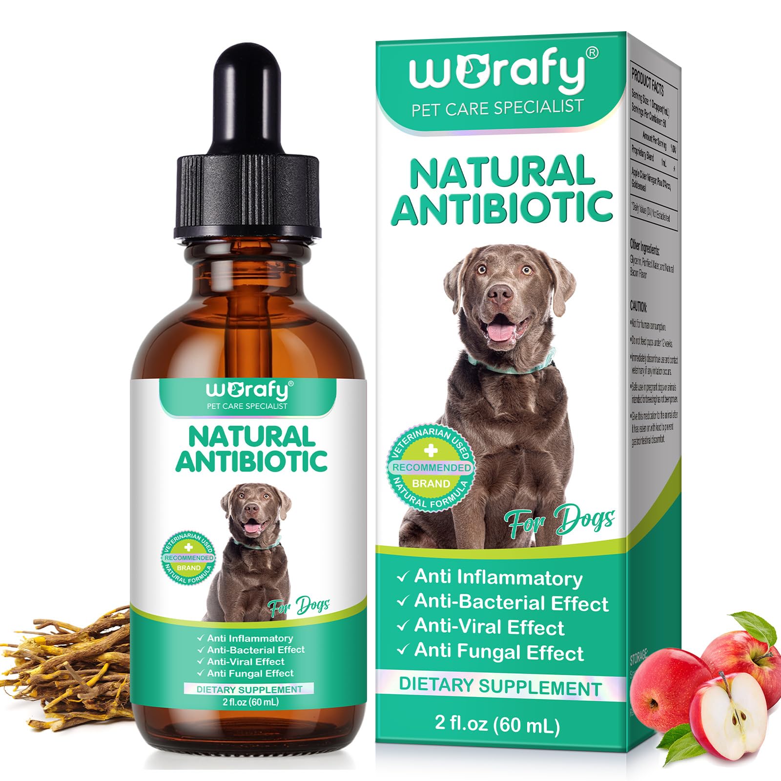 Smddx Natural Antibiotics for Dogs,60ML Dog Antibiotics Drops,Supports Dog Allergy Relief,Anti-Bacterial Effect-Dog Itch Relief Pet Antibiotics