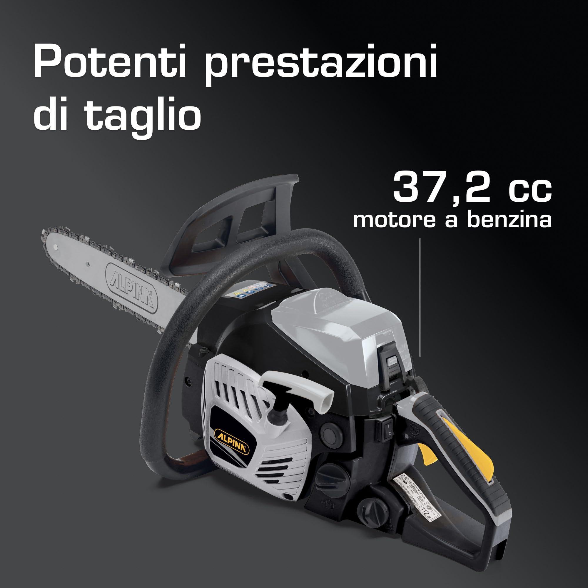 Alpina ACS 39 Motosega a Scoppio, 1.2 kW, 35 cm – Easy Start, Pompa Olio Automatica Regolabile – Per taglio legno domestico
