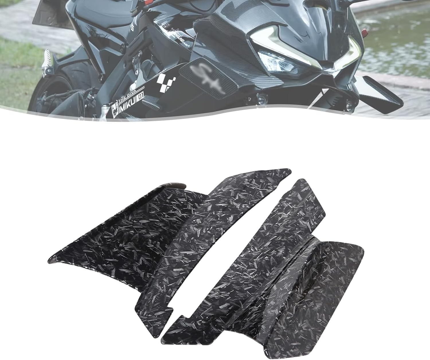 Motorycle Fairing Aerodynamic Winglets Air Deflector Kit for CFMOTO 675SS 675R-R ABS Fixed Wind Wing Side Spoiler Performance Parts (Marbling Color)