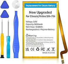 Replacement Battery for iPod Classic/Video Thin, 3600mAh High Capacity Battery Compatible with iPod Classic/Video Thin 5th-7th