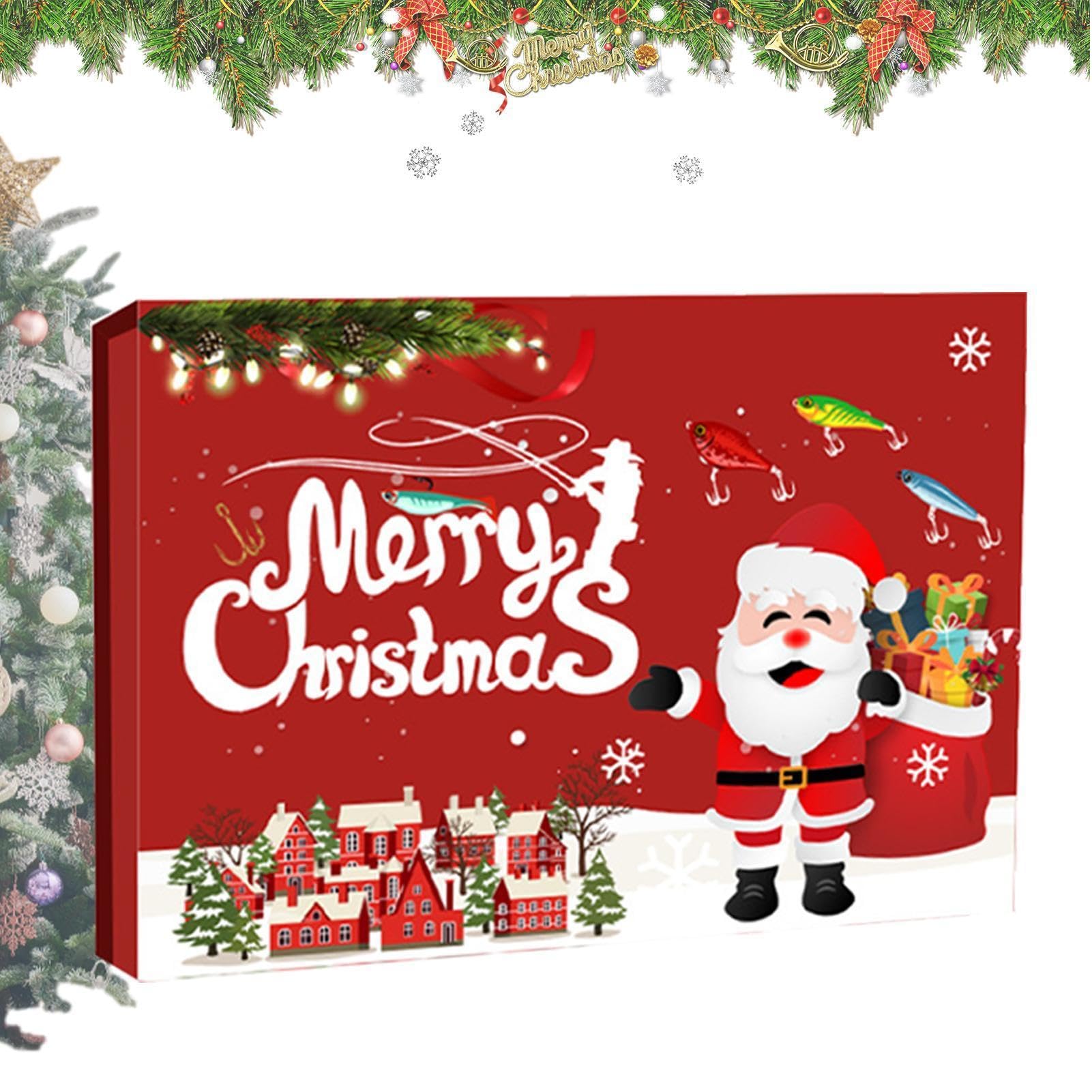 Adventskalender Angeln – Countdown Weihnachten 24 Tage Angelköder | Köder für Salzwasser und Süßwasser Männer Vater Großvater – Freunde leidenschaftlicher Angler