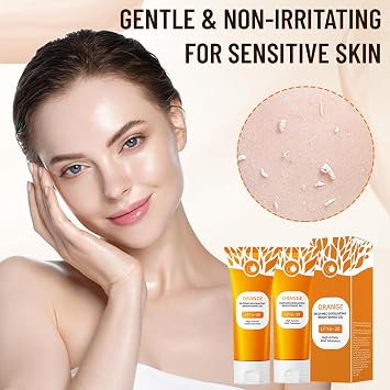 2 PCS Orange Exfoliating Gel, Orange Enzymes Exfoliating Gel for Face and Body, Organic Orange Peeling Gel, Natural Body Scrub, Deep Cleansing Moisturizing Facial Exfoliator for All Skin Types