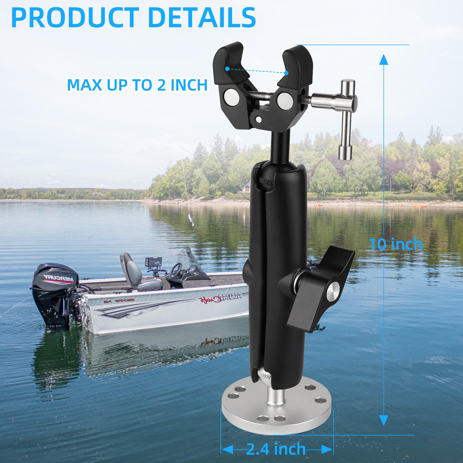 Trolling-Motor-Stabilisator-Halterung für Minn Kota Terrova/Riptide Terrova/Ulterra/PowerDrive, robuste Krallen-Schleppmotorwelle sicher und reduziert Vibrationen, 360° verstellbar, passend für bis zu