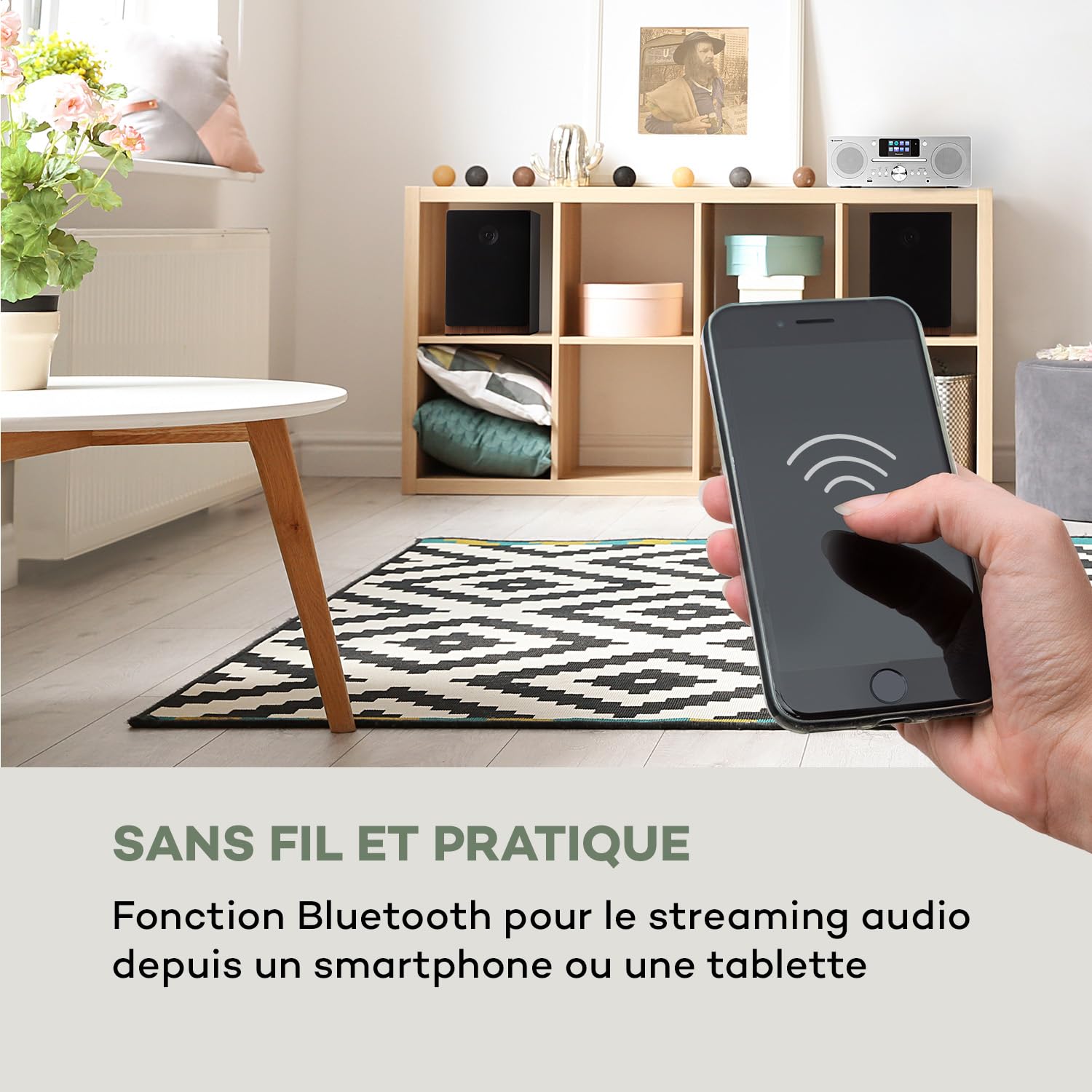 Auna Radio Portable CD, Chaine HiFi, Poste Radio Numérique Dab/Dab+/FM et Streaming, Radio Portables Stéréo LED, Écran TFT, Radio FM, MP3, AUX, Alarme de Réveil, Fixation au Mur, Alimentée au Secteur