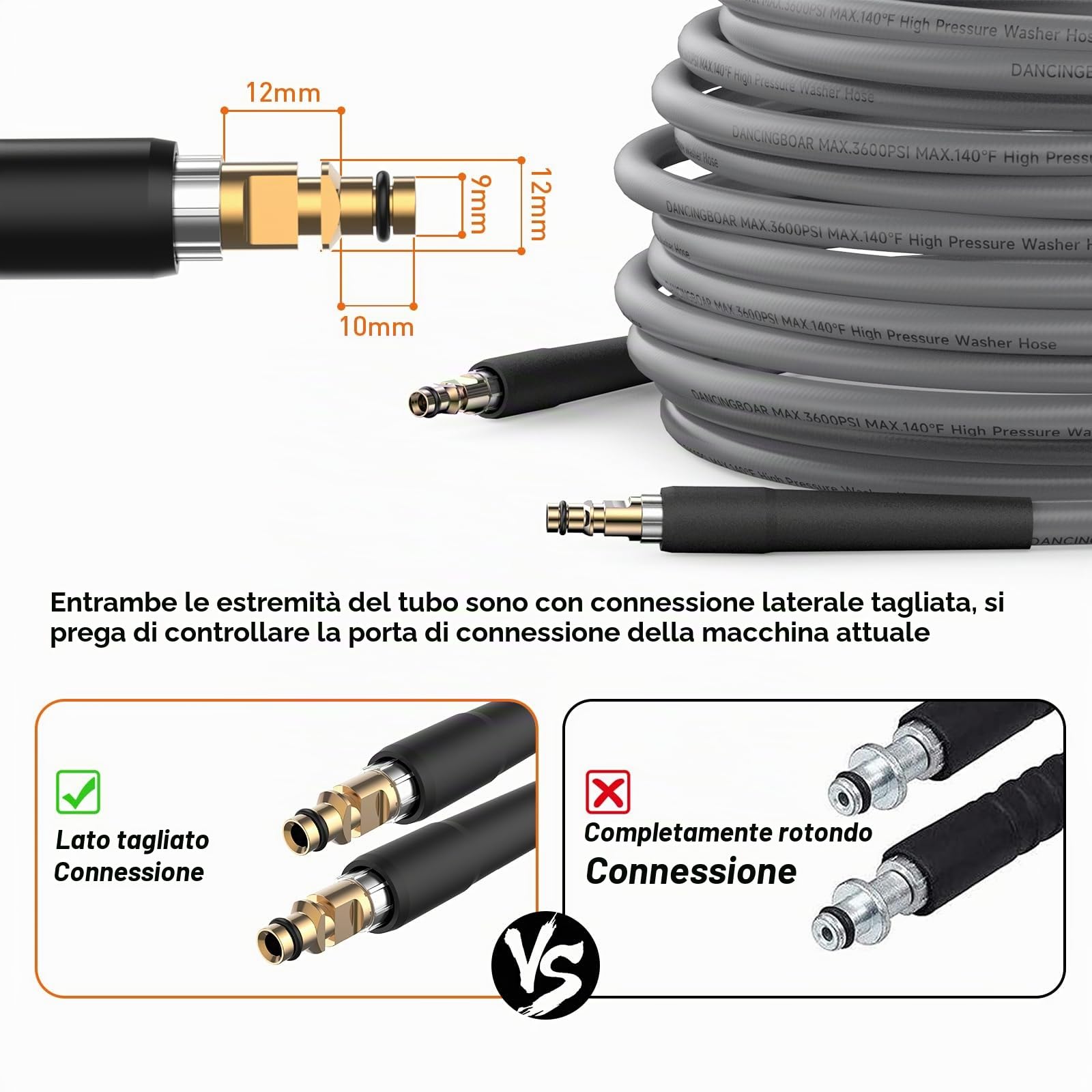 15M Super Flessibile Gomma per Tubo idropulitrice per Karcher K2 K3 K4 K5 K6 K7, 3600PSI Tubo di Prolunga con Attacco Connettore Rapido a Click per Kärcher Accessori ad Alta Pressione