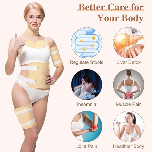 Miniatura 8 de Paquete de aceite de ricino, paquete de 6 paquetes de compresas de aceite de ricino reutilizables con correas elásticas ajustables para cuello,