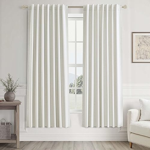 Miniatura 30 de UHITECH - Cortinas opacas de 84 pulgadas de largo, juego de 2 paneles de lino natural, 100% opacas, cortinas negras para dormitorio, sala de estar,