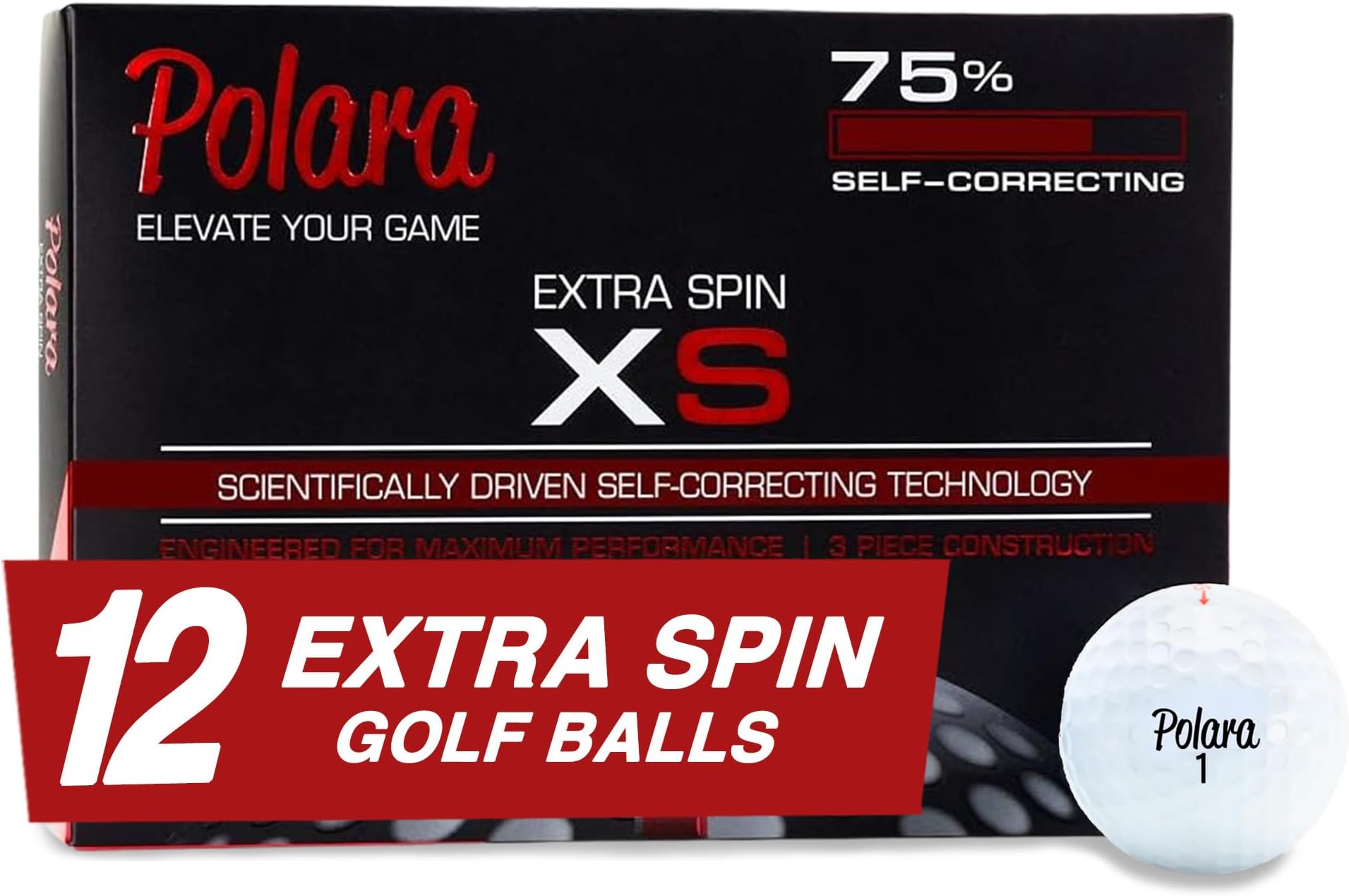 XS Ultimate Straight Self-Correcting Golf Ball- Set of 12