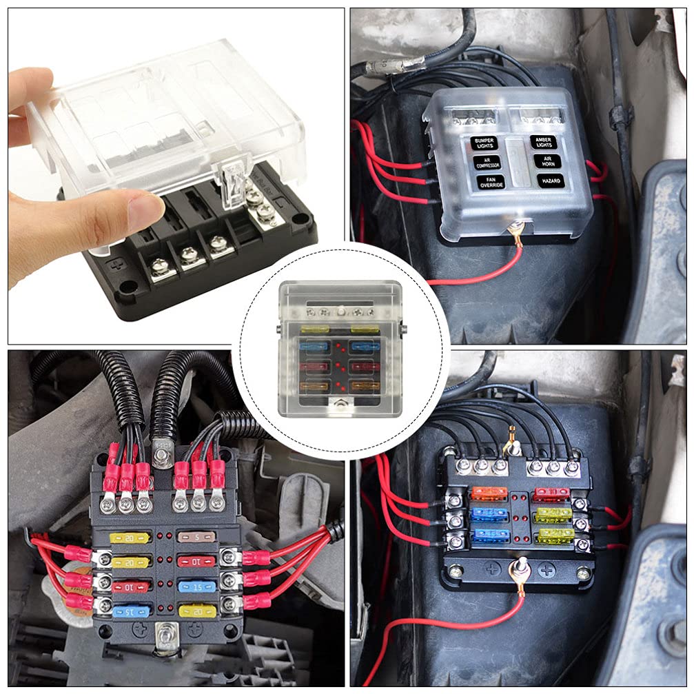 6 Box Circuit Junction Box Marine Fuse Holder Fuse Holder with Labels Auto Car