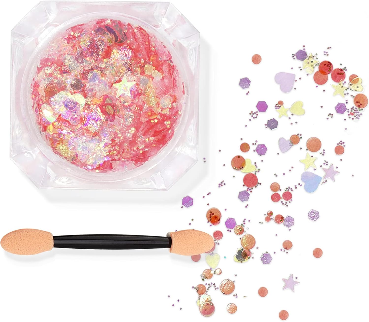 Aslanka Glitter for Body, Glitter for Nails, 4g Monochrome Holographic Cosmetic Glitter is Suitable for Nails, Face and Body, Festival Makeup-Peach : Beauty & Personal Care