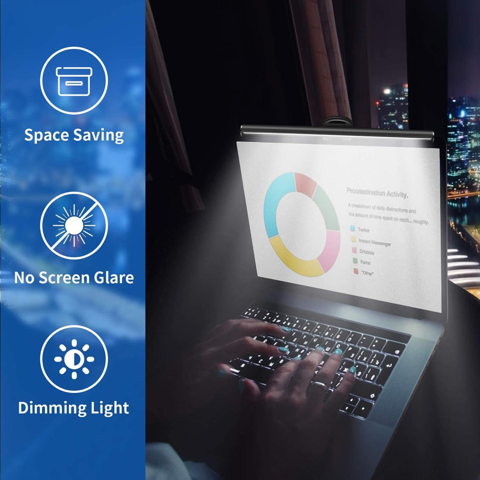 Lampada per monitor del computer - Luci LED alimentate tramite USB per computer, Lampada da scrivania a LED per computer | Barra luminosa di bloccaggio schermo portatile USB per computer